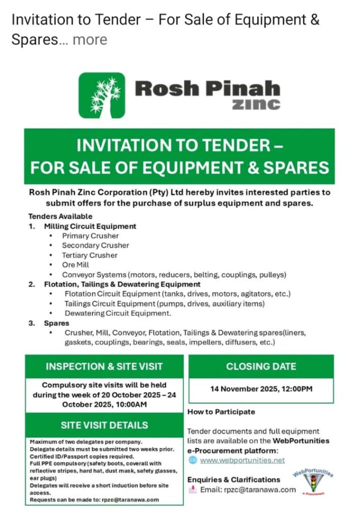 Rosh Pinah Invitation To Tender